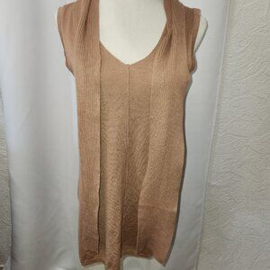 New Direction Tan Sleeveless sweater top with built in scarf